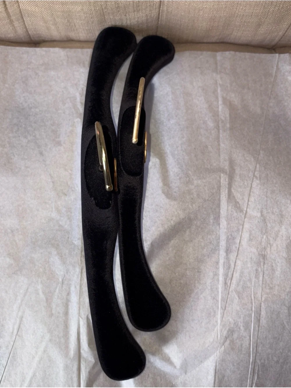 CHANEL Black Velvet Hangers with Gold CC Logos (Set of 3)